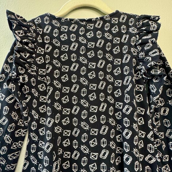 MARKS AND SPENCER Black 3D Gems Skater Dress Girls 5-6 Geometric Ruffle M&S Girl - Picture 4 of 8